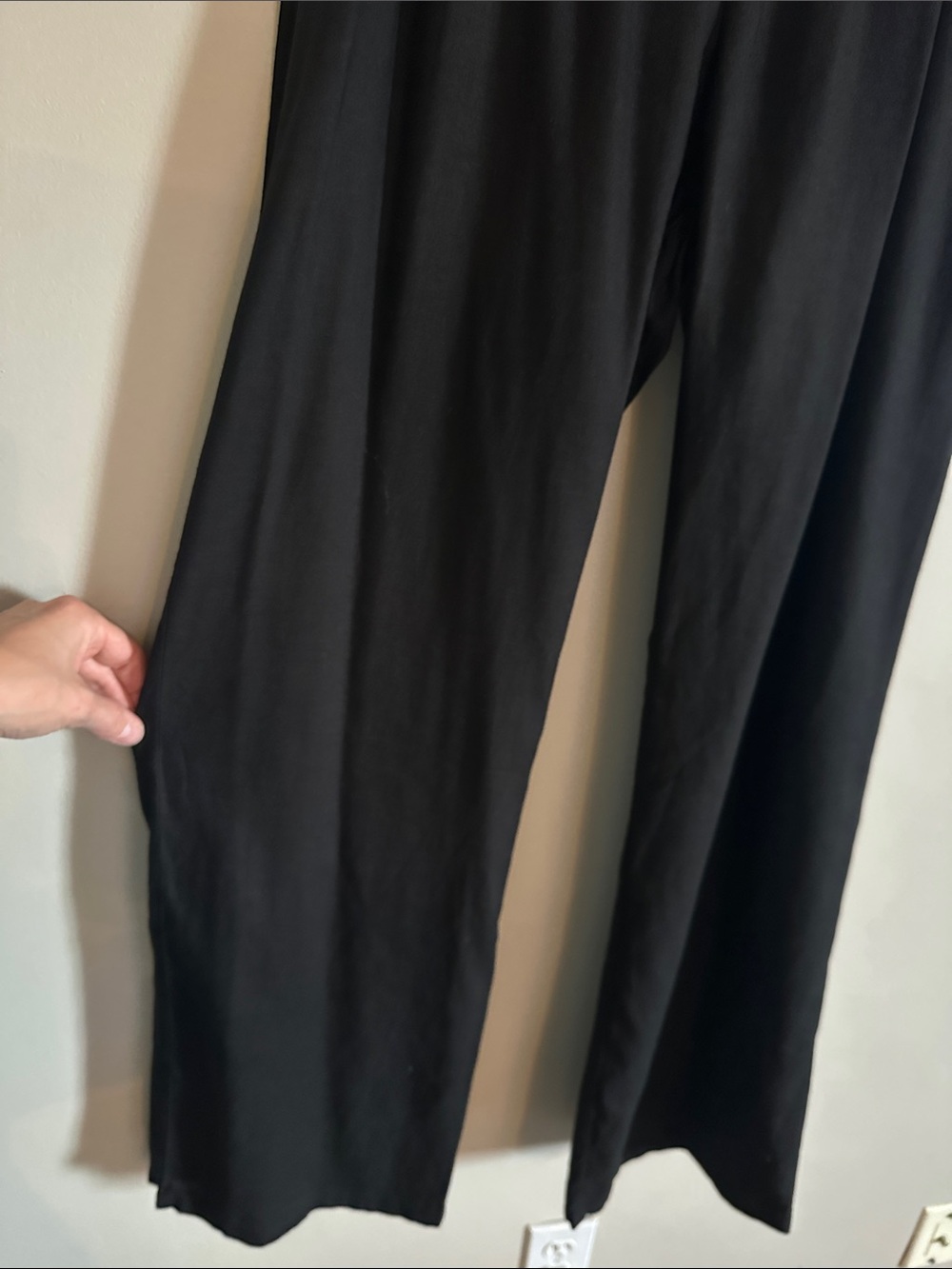 Black wide leg high waisted linen trousers - Picture 6 of 6